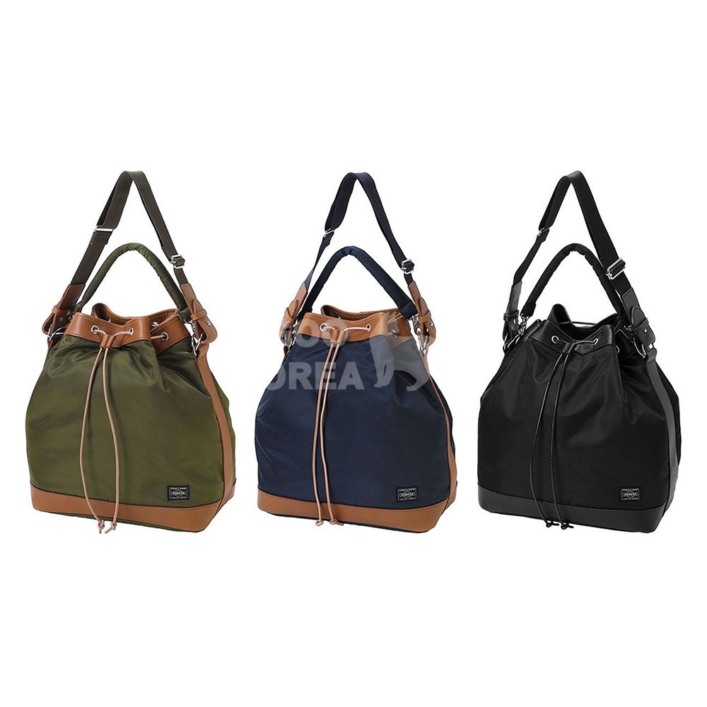 포터 DRAWSTRING BAG 복조리 L 투웨이 트윌 오일 레더 리미티드