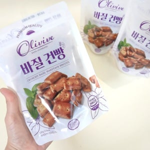 우리밀 올리비브 바질 건빵 130g 바삭한 바질향 수제과자 추억의 간식 맥주안주