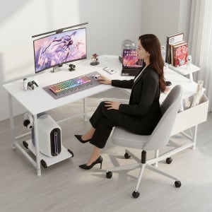 월로덴 컴퓨터 책상 게이밍 고등학생 중학생 ㄱ자 1인용 데스크 코너 책상 150x120x60x75CM, 밀크화이트