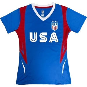 Icon USWNT 여성 축구 유니폼 축구의류 티셔츠 상의 반팔티 블루 L