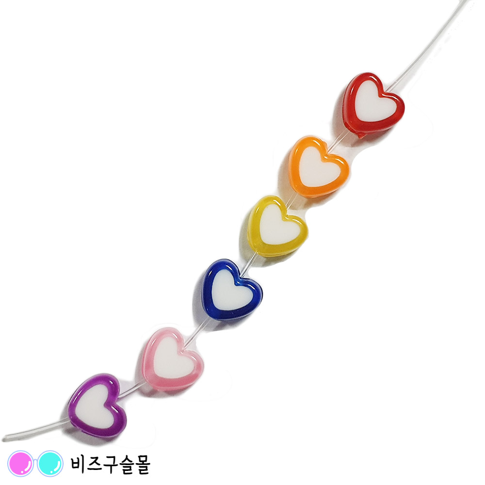 컬러믹스 더블하트 7mm 5g 약 20ea 모양비즈 비즈공예재료 팔찌만들기