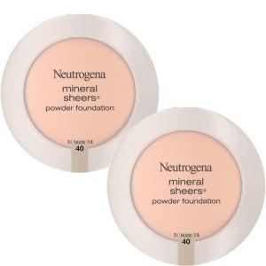 Neutrogena 미네랄 쉬어스 컴팩트 파우더 파운데이션 가볍고 오일 프리 파운데이션 누드 40 9.6g 2개 필수템 직구 꾸안꾸화장 고급스러운 색감