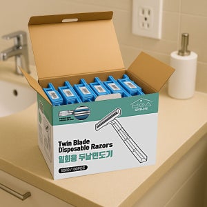 모아 일회용 두날 면도기 100입 모텔 호텔 목욕탕 가정용 휴대용 윤활밴드 스테인리스