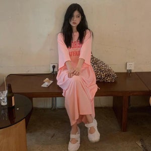 링가 레터링 캐주얼 롱 원피스 SD-250603