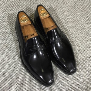 남성수제화 남자정장구두 발편한 키높이구두 블랙 덤바튼 클래식 페니로퍼