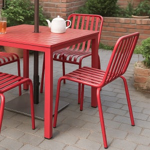 오브 야외용의자 카페 테라스 야외 알루미늄 레드