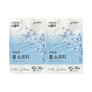 케이에이치커머스 나무야나무야 롱 소프티 40m 2겹 30롤x2팩