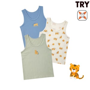 트라이 크리켓 인견스판 남아 유아동 초등학생 주니어 민소매 나시런닝 3매입