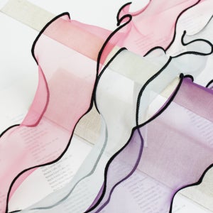 (길이90cm) 노방 블랙 인터로크 웨이브 리본 원단 국내제작