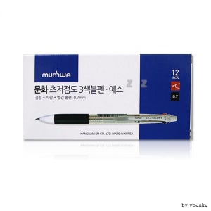 문화 초점도 3색 볼펜 에스 12P -T/초점도볼펜/삼색