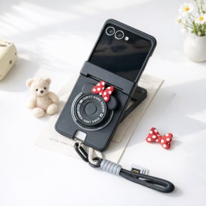 맥세이프 케이스 힌지보호 풀커버 스트랩 링 카메라 카드 블랙레드, 갤럭시Z 플립7