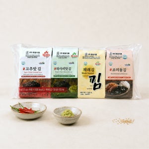 흥일식품 완도 도시락김 4종 36봉 고추맛 와사비맛 재래김 조미돌김