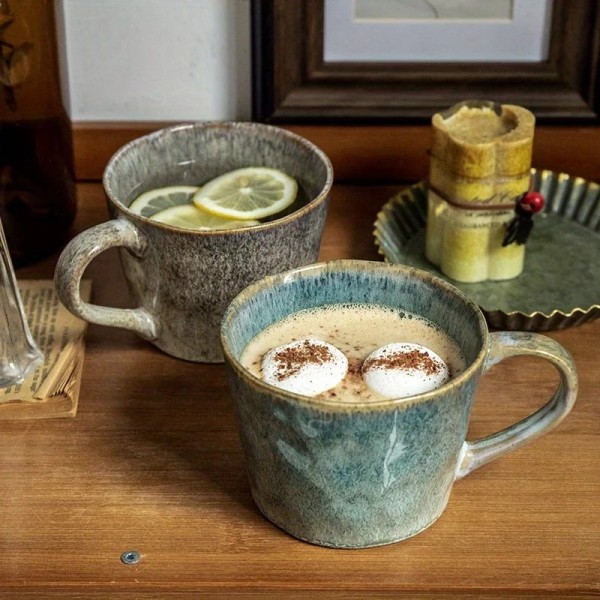 발렌타인데이 필수템 커플컵 베스트프렌드 커피잔 가정용 레트로 가마구리 유약 세라믹 (매장/사무실용)