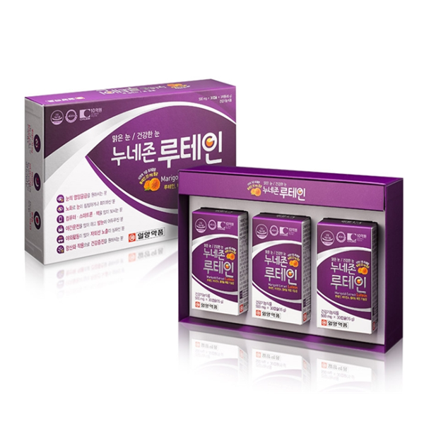 일양약품 누네존 루테인 비타민a <b>셀레늄</b> 500mg 30캡슐x3개 황반변형 개선
