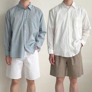 1+1 남자린넨셔츠 오버핏셔츠 남자휴양지룩