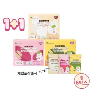 [1+1]또또맘 유기농 개별포장 쌀떡과자, 떡뻥 3박스+3박스 (백미2 + 단호박2 + 자색고구마2)