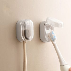 무타공 부착식 커버형 칫솔걸이 화이트 칫솔거치대