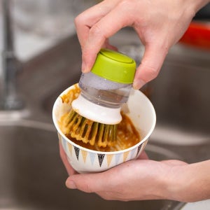 자동 세제 펌프형 세척솔 주방 설거지 다용도 거품 핸디 청소 브러쉬 2P