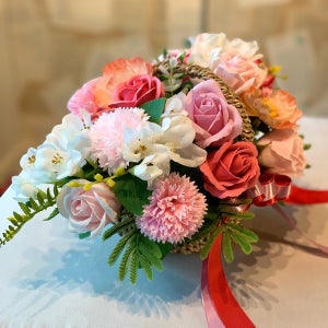 꽃바구니핑크(중) 비누꽃다발 발표회 승진 축하 돌잔치 인테리어 어버이날 개업식꽃바구니