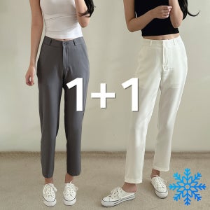 1+1 여성 여름 슬랙스 스판 구김방지 정장바지 그레이 아이보리 일자