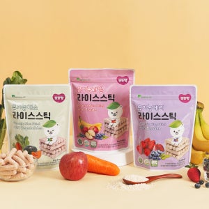 또또맘 유기농 라이스스틱 3봉세트 (과일1 + 베리1 + 채소1) + 1봉 추가 증정 (랜덤)