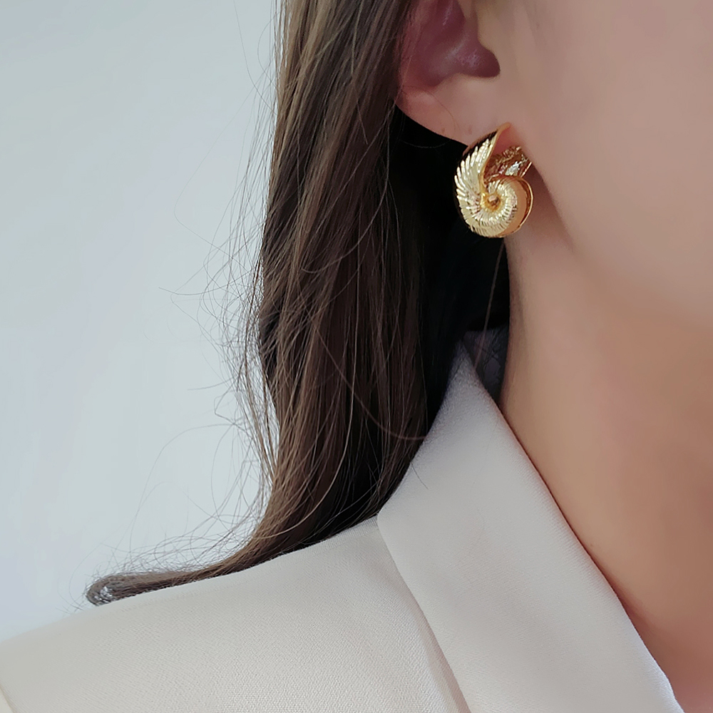 18K도금 조개 메탈 귀걸이 홍합 가리비 원터치 여름 휴가지 아이템 악세서리 바다