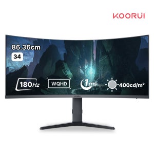 쿠루이 WQHD 180Hz 커브드 게이밍 모니터 86.36CM 34E6UC무결점 1ms 1000R 슬림베젤 조준선 지원