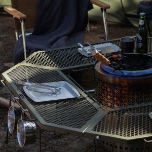 빈슨메시프 파즐 화로대 테이블 2P 폴딩 메쉬 철제선반 캠핑테이블