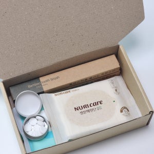 제로웨이스트 친환경 답례품 여행용 생분해 원단 비데티슈 대나무 칫솔 고체치약 세트 52