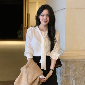 [클라비스][찰랑셔츠] 타이 블라우스_CVBWF4901N