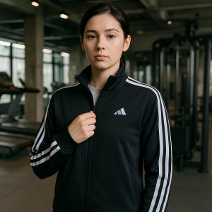 아디다스 여성 루즈핏 삼선 트레이닝 트랙탑 져지 집업 자켓 블랙