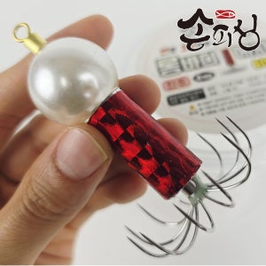 손피싱 롱바디 진주 쭈꾸미 애자 쭈꾸미볼 채비 쭈킬 12발 연질바늘 12침 60g