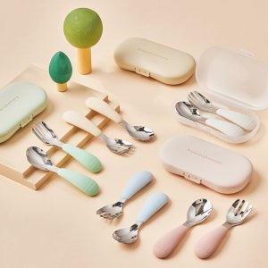 바망바망 유아 수저 포크 세트 이유식 아기 숟가락 포크 스푼 케이스포함