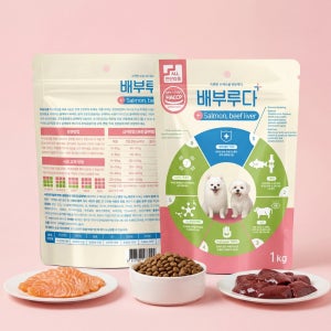 배부루다 수제 강아지 사료 프리미엄 가수분해 알러지 피부 눈 연어+소, 1kg, 1개