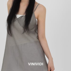 여름 페미닌 시스루 레이어드 미니 원피스 끈나시 프릴 쉬폰 나시 원피스