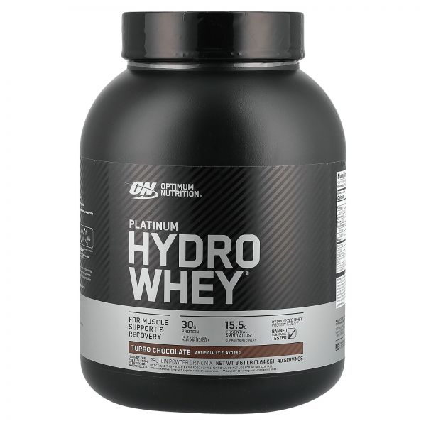 <b>Optimum NutritiON</b> 온, PLATINUM 플래티넘 Hydro Whey, 터보 초콜릿, 1.64kg(3.61lbs) 259636 1637 g