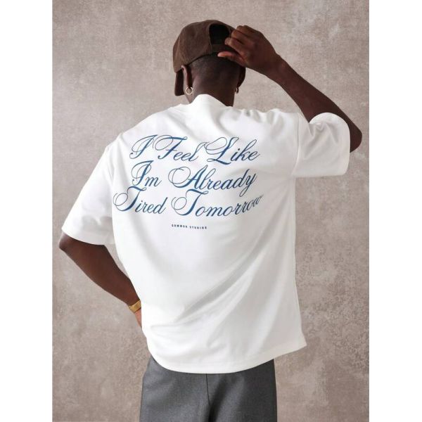 SUMWON 라이프스타일 스테이트먼트 티셔츠 반팔 박시핏 캐주얼 스트릿웨어 여름 애슬레저 라운지웨어 미니멀리스트 편안한 일상복 sm25031877067266009