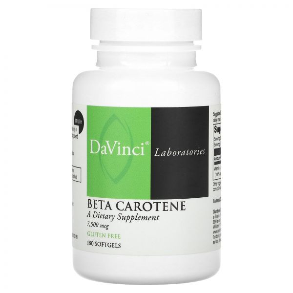 DaVinci <b>Laboratories</b>, <b>베타카로틴</b>, 7,500mcg, 소프트젤 180정