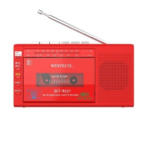 빔즈 윈테크 USB 녹음 가능 모노 라디오 카세트 레드