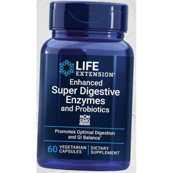 라이프익스텐션 향상 슈퍼 소화 효소 프로바이오틱스 주의자 친화적인 건강 포뮬라 장 균형 식물 기반 보조제 비