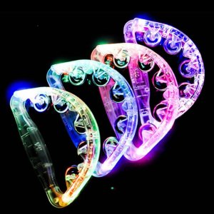 업소용 노래방 빛나는 led 건전지 손잡이 탬버린