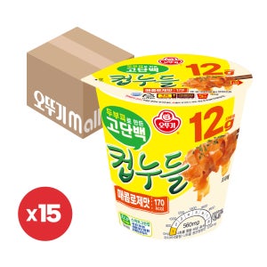 오뚜기 고단백컵누들 매콤로제맛 컵 48g 15개