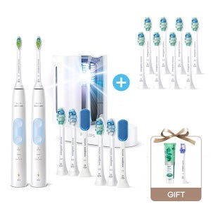 필립스 소닉케어 전동칫솔 프로텍티브 클린 5100 패밀리 에디션 HX6498/01 + 옵티멀 플라그 디펜스 칫솔모 8개입 HX9028/67 + 치약/칫솔모 증정