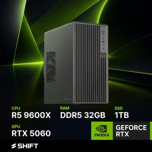 주연테크 시프트 굿워크 AMD 라이젠5 9600X RTX 5060 DDR5 32G NVMe 1T 게이밍 컴퓨터 D196X56-32G1T