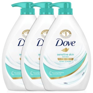 도브 바디워시 대용량 바디클렌져 센스티브, 1L, 3개