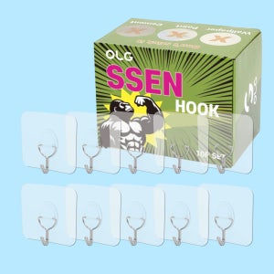 올지 SSEN 쎈 후크 무타공 접착식 15kg 초강력 투명 벽 걸이 액자 스텐, 30개