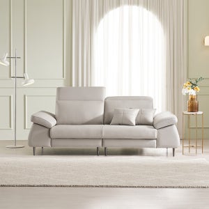 등급E0 보루네오 아트레 이태리 천연통가죽 기능성 소파 스툴포함, 라이트그레이, 3인용