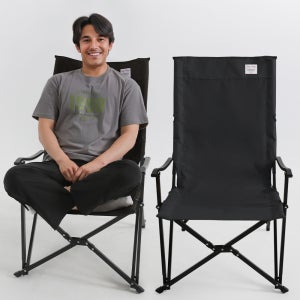 1+1 캠프빌리지 캠핑 의자 2XL 릴렉스 체어 블랙 (양반다리가능)
