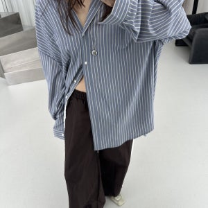 스트라이프오버핏셔츠