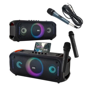 블루투스 스피커 앰프 2개 무선 유선 마이크 세트 리모컨 노래방 파티박스 AP7423